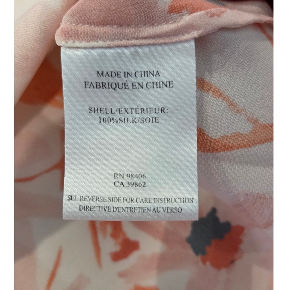 Theory Silk Floral Sleeveless Blouse Peplum Orange Pink Summer Spring Small - Picture 4 of 11